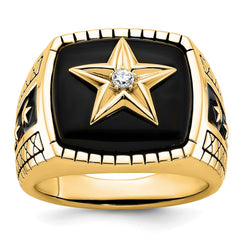 Men's WG Ring with STAR Emblems and Black Antiquing Finish Detail Mounting