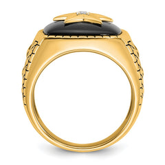 Men's WG Ring with STAR Emblems and Black Antiquing Finish Detail Mounting