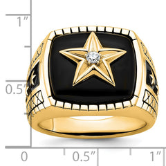 Men's WG Ring with STAR Emblems and Black Antiquing Finish Detail Mounting