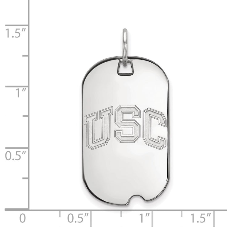 10k White Gold University of Southern California U-S-C Small Dog Tag Pendant