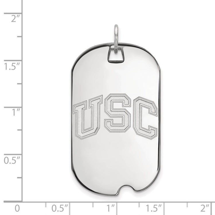 10k White Gold University of Southern California U-S-C Large Dog Tag Pendant