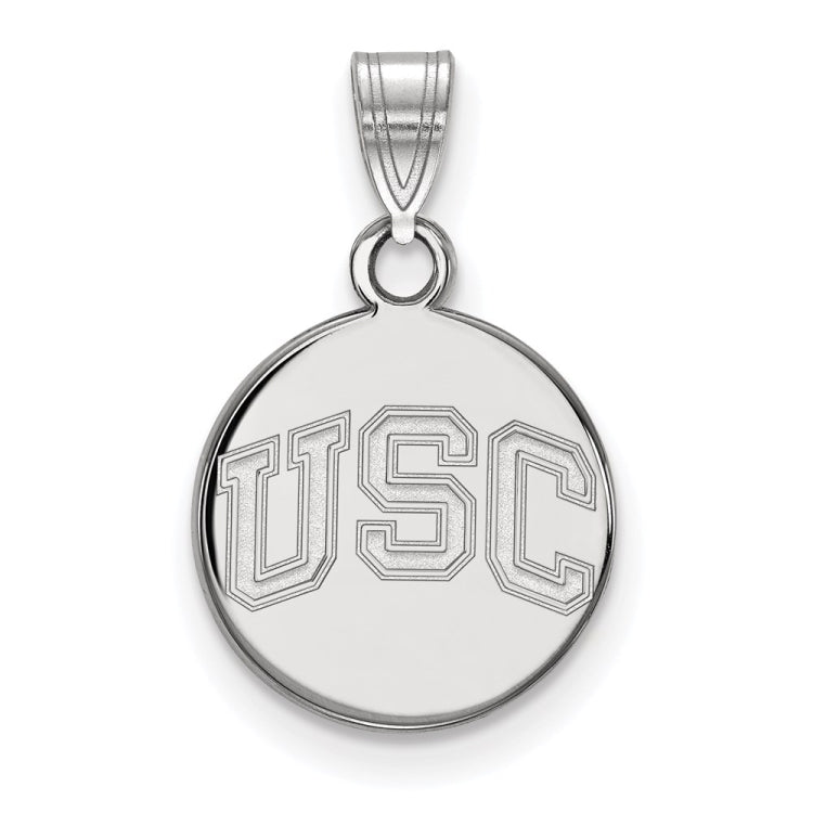 10k White Gold University of Southern California U-S-C Small Disc Pendant
