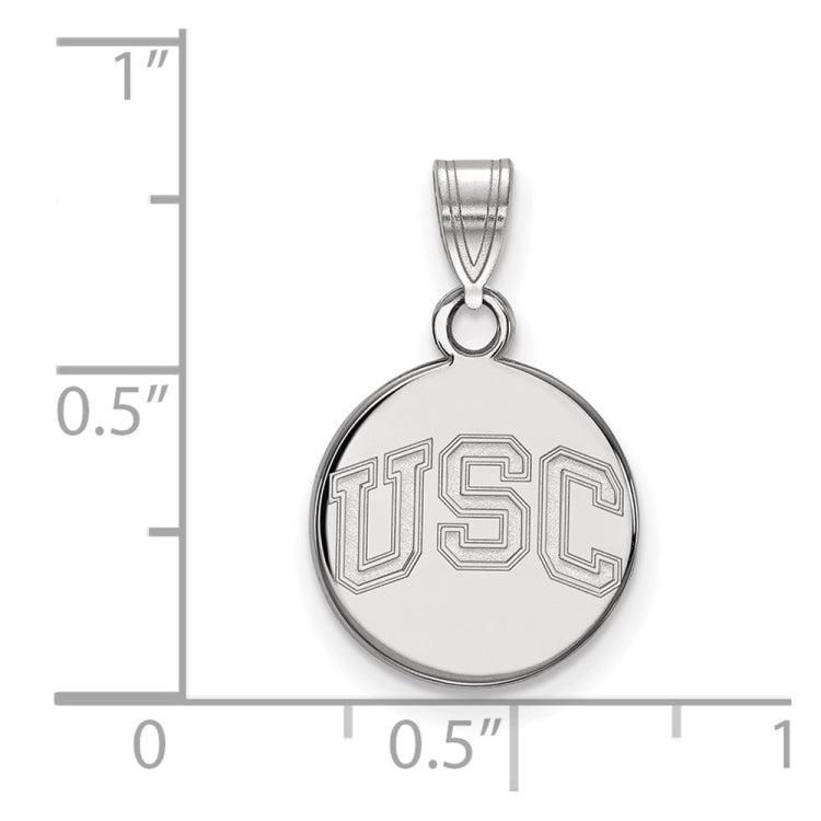 10k White Gold University of Southern California U-S-C Small Disc Pendant