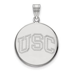 10k White Gold University of Southern California U-S-C Large Disc Pendant