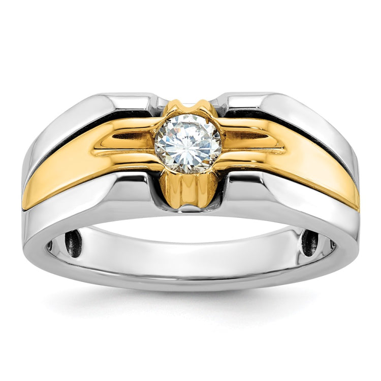 Men's Two-tone 3/8ct Diamond Solitaire Ring with All Bright Finish Mounting