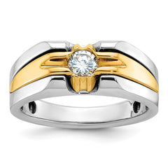 Men's Two-tone 3/8ct Diamond Solitaire Ring with All Bright Finish Mounting