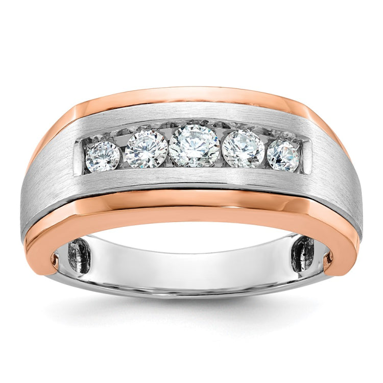Men's White/Rose Gold Wedding Band with Satin Finish Mounting