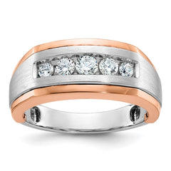 Men's White/Rose Gold Wedding Band with Satin Finish Mounting