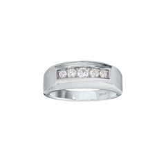 Men's White Gold 1/2ct tw Diamond Band with Soft Satin Finished sides