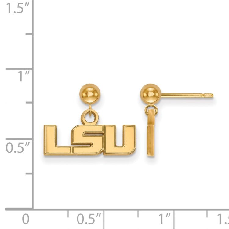 14k Gold LogoArt Louisiana State University L-S-U Dangle Ball Post Earrings