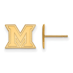 14k Gold LogoArt Miami University Ohio Letter M Extra Small Post Earrings
