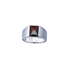 Men's White Gold Rhodolite Garnet Ring with Soft Satin Finish Mounting