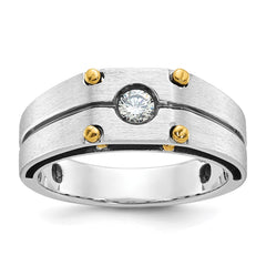 Men's WG Solitaire Ring with YG Accent and Black Rhodium Detail Mounting