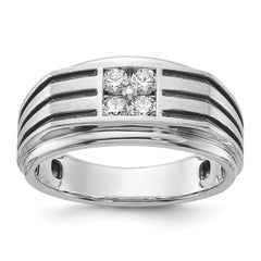 14k WG w/ Black RH IBGoodman Men's Polished/Grooved Complete Lab Grown Diam