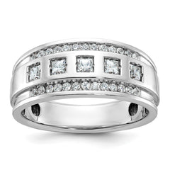IBGoodman 14k Men's Polished and Grooved Square 5-Stone Ring Mounting