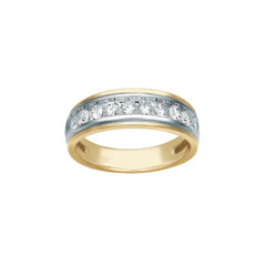 Men's Two-tone 1ctw Diamond Wedding Band with Soft Satin Finish Mounting