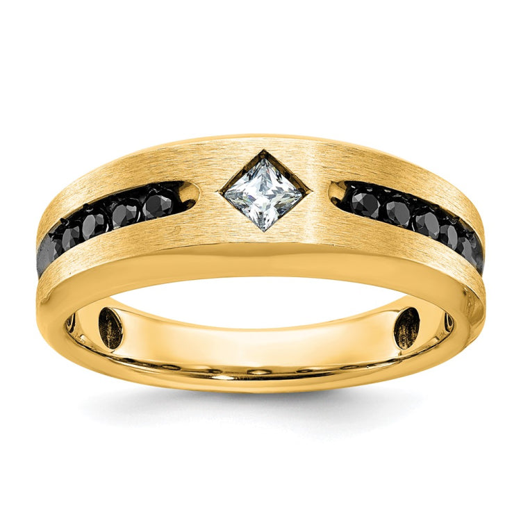 Men's WG Ring with Satin Finish and Black Rhodium Accent Mounting