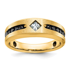 Men's WG Ring with Satin Finish and Black Rhodium Accent Mounting