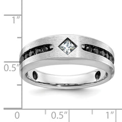 Men's WG Ring with Satin Finish and Black Rhodium Accent Mounting