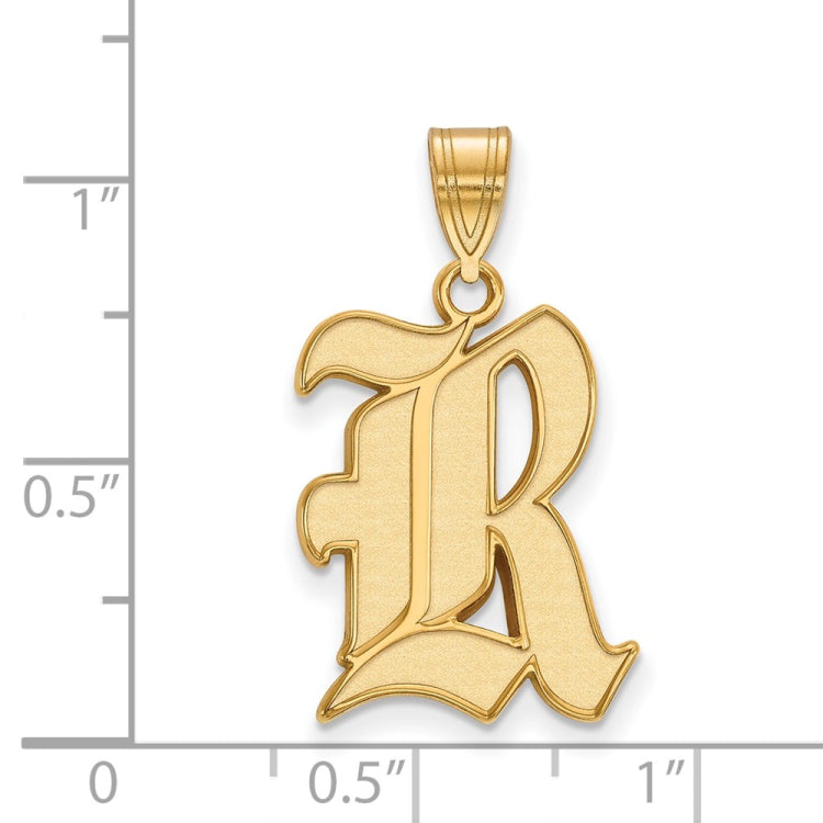 10k Gold LogoArt Rice University Letter R Large Pendant