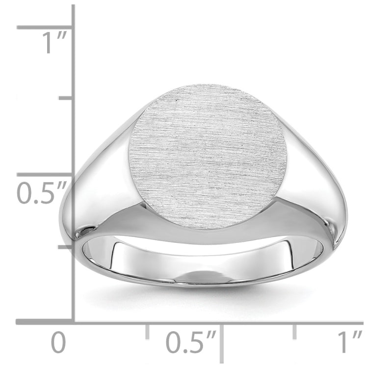 WHITE GOLD ROUND SIGNET RING 14mm Mounting