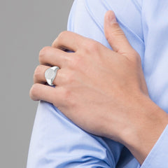 WHITE GOLD ROUND SIGNET RING 14mm Mounting