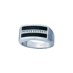 Men's White Gold Onyx Ring 1/8ct TDW