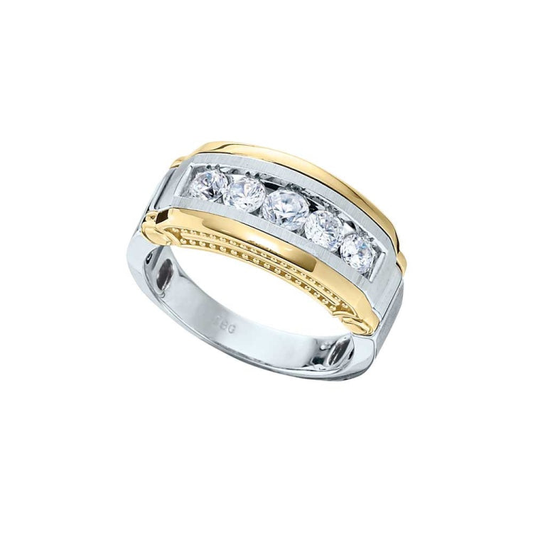Men's Two-tone 1ct tw Diamond Wedding Band with Satin Finish Accent