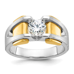 Men's TT Diamond Solitaire Ring with Satin Finish Accent Mounting