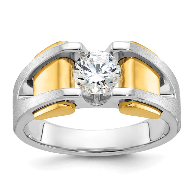 Men's TT Diamond Solitaire Ring with Satin Finish Accent *RAW CASTING*