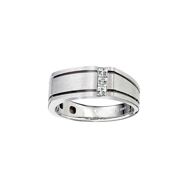 10k Men's White Gold Prince-Cut Diamond Band Mounting