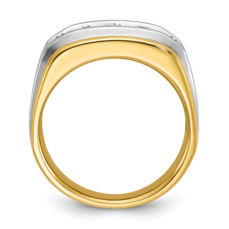 IBGoodman 14k Men's Polished Satin and Grooved 5-Stone Ring Mounting