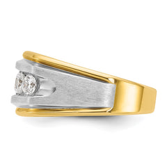 IBGoodman 14k Men's Polished Satin and Grooved 5-Stone Ring Mounting