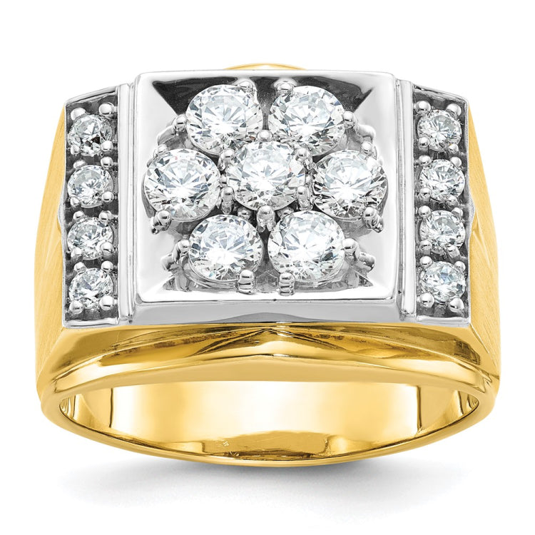 10k Two-tone IBGoodman Men's Polished and Satin Cluster Ring Mounting