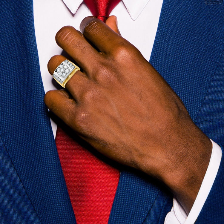 10k Two-tone IBGoodman Men's Polished and Satin Cluster Ring Mounting