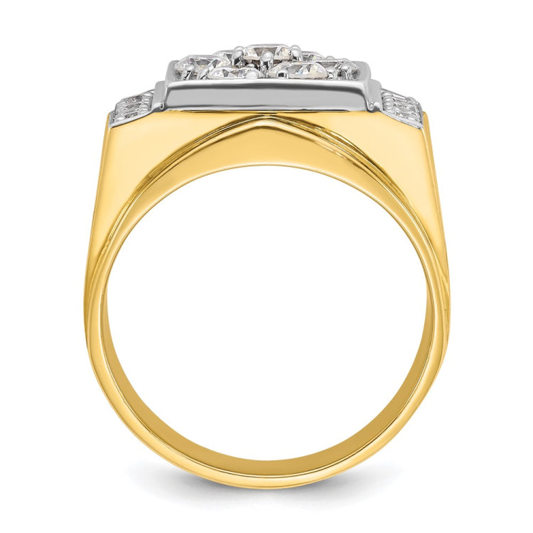 IBGoodman 10k Two-tone Men's Polished and Satin 1 1/2 Carat A Quality Diamond Cluster Ring