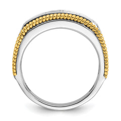 IBGoodman 14k Two-tone Men's Polished Satin and Textured 5-Stone 1 Carat AA Quality Diamond Ring
