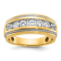IBGoodman 14k with White Rhodium Men's Polished and Milgrain 1 Carat BB Quality Diamond Ring
