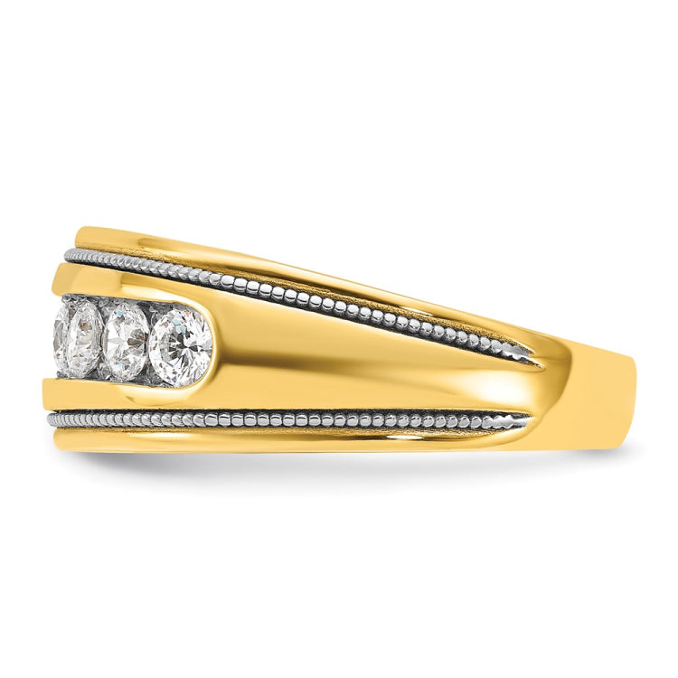 IBGoodman 14k with White Rhodium Men's Polished and Milgrain 1 Carat BB Quality Diamond Ring