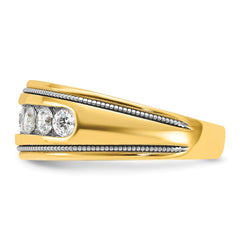 IBGoodman 14k with White Rhodium Men's Polished and Milgrain 1 Carat BB Quality Diamond Ring