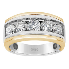 Men's White/Yellow Gold 2.50cttw Diamond Wedding Band w/ Satin Finish Accen