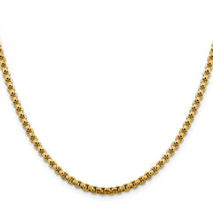 14K 24 inch 3.6mm Semi-Solid Round Box with Lobster Clasp Chain