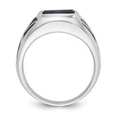Men's Sterling Silver Ring with Black Rhodium Recess Detail