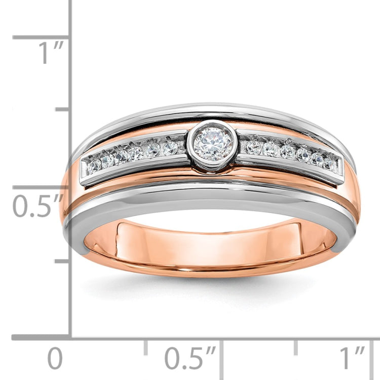 Men's Rose/WG Band with All Bright Finish Mounting