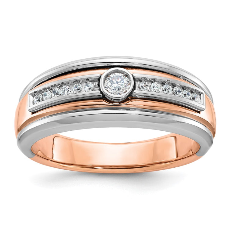 Men's Rose/WG Band with All Bright Finish Mounting