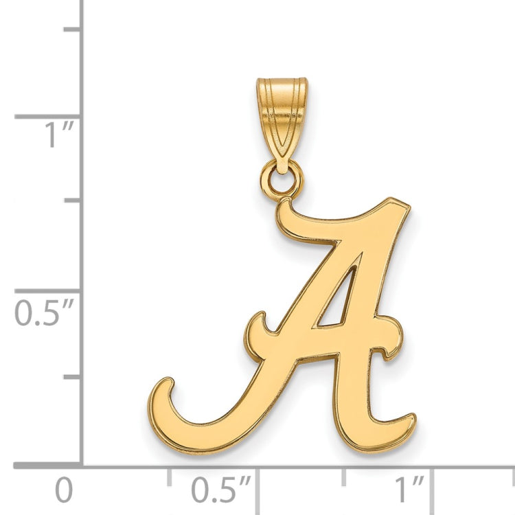 14k Gold LogoArt University of Alabama Letter A Large Pendant