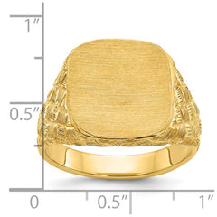 10K Polished and Satin Signet Men's Ring