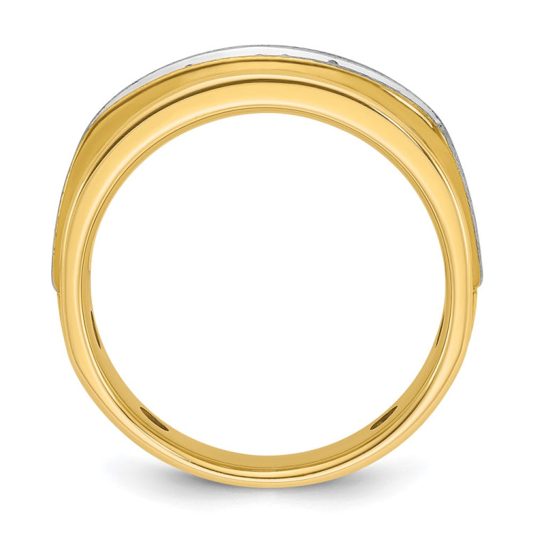 14k Two-tone IBGoodman Men's Satin Finish Lab Grown VS/SI+ G+ Dia Complete