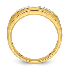 14k Two-tone IBGoodman Men's Satin Finish Lab Grown VS/SI+ G+ Dia Complete