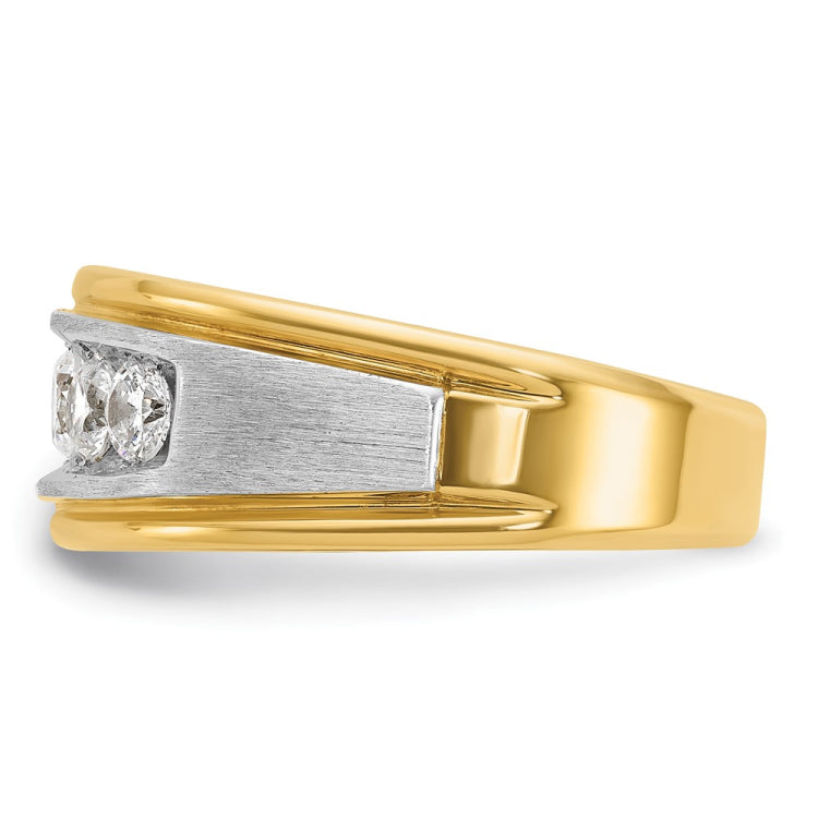 14k Two-tone IBGoodman Men's Satin Finish Lab Grown VS/SI+ G+ Dia Complete